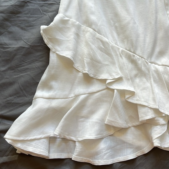 #7 BLUE RAIN White Ruffled Mini Dress Size S - Picture 5 of 8